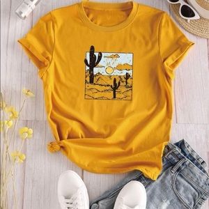 Yellow Western Fitted Graphic Tee